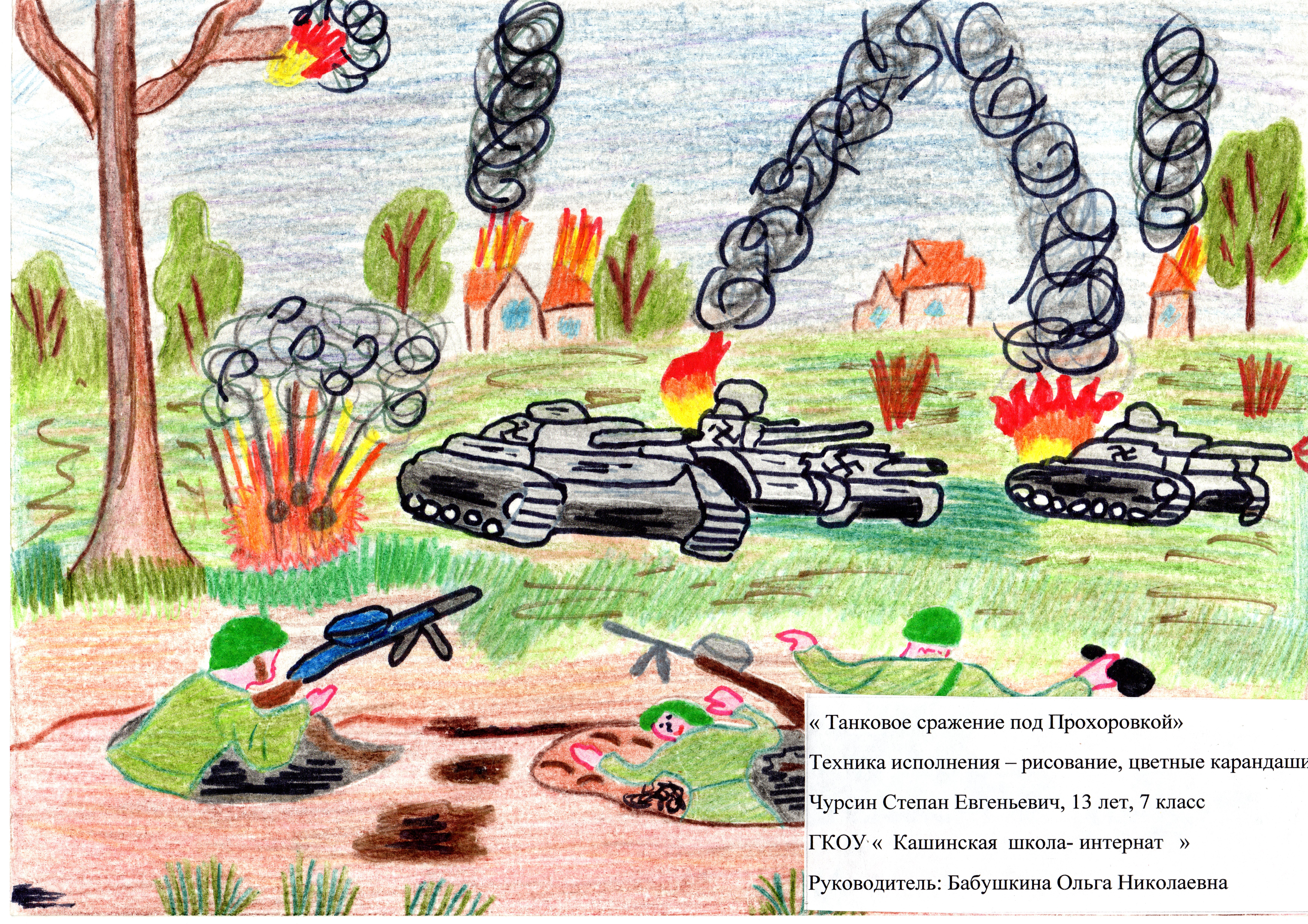 Танковое сражение под Прохоровкой рисунок