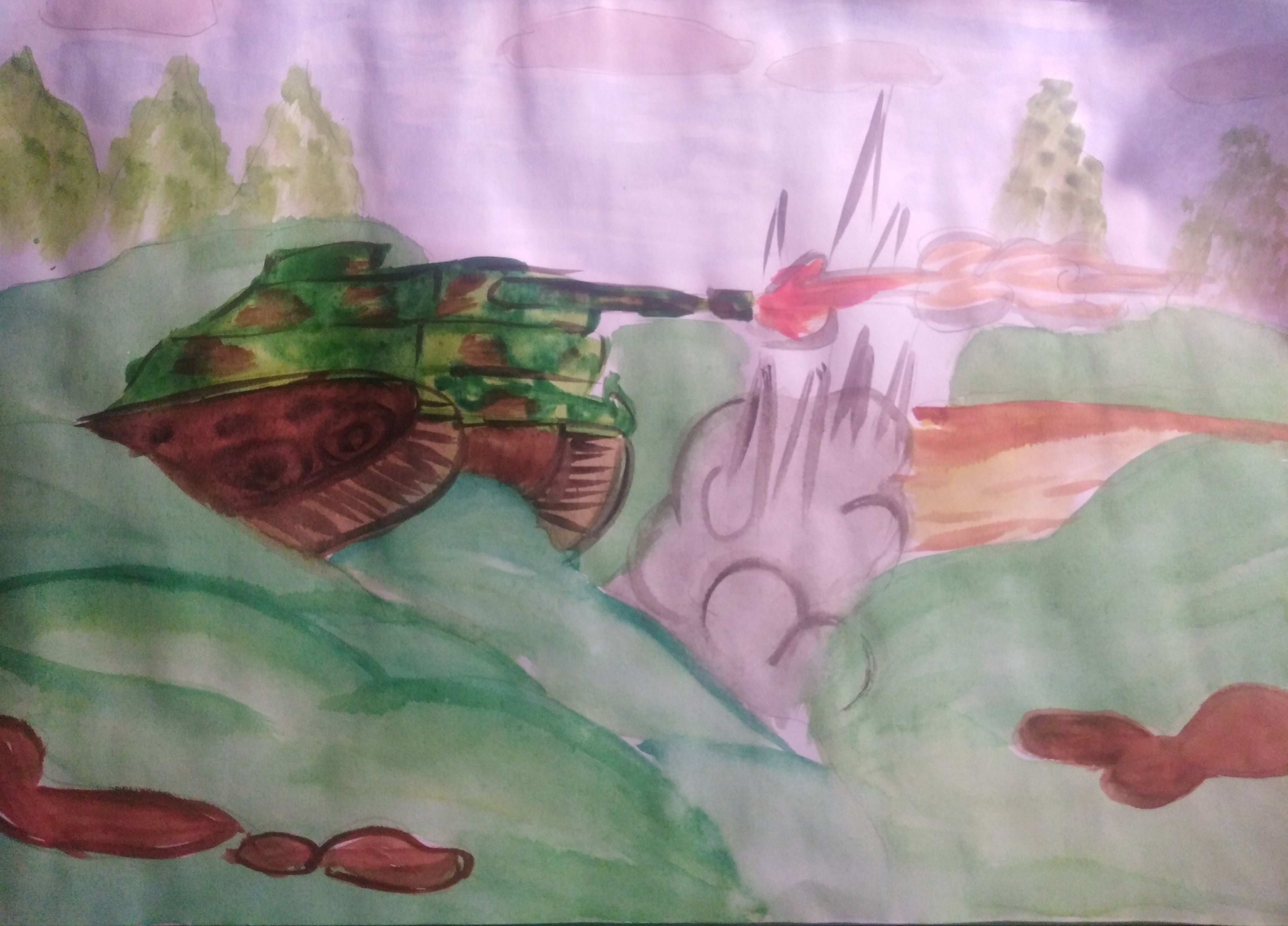 Детские рисунки на тему Курская битва